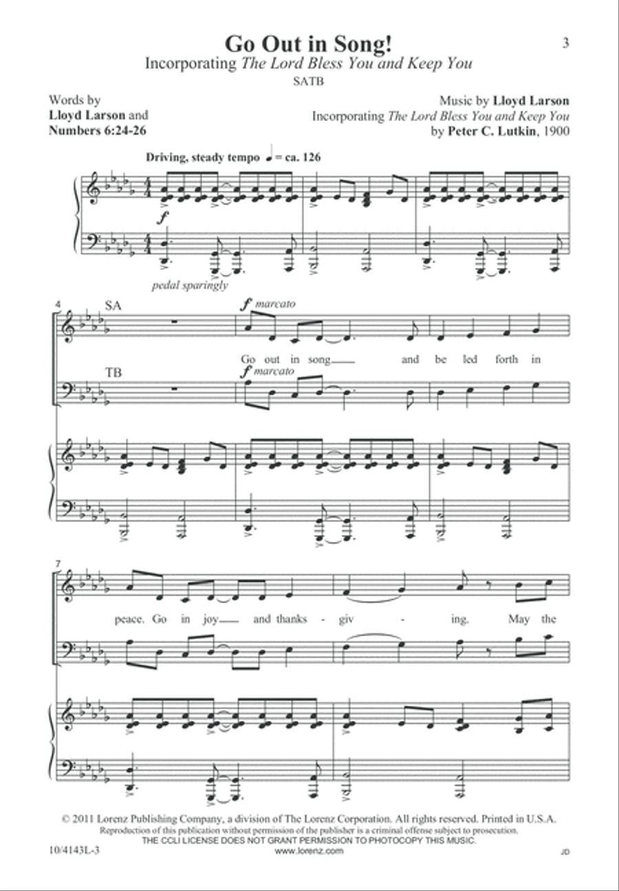 Go Out in Song! 4-Part scores gallery preview page 4