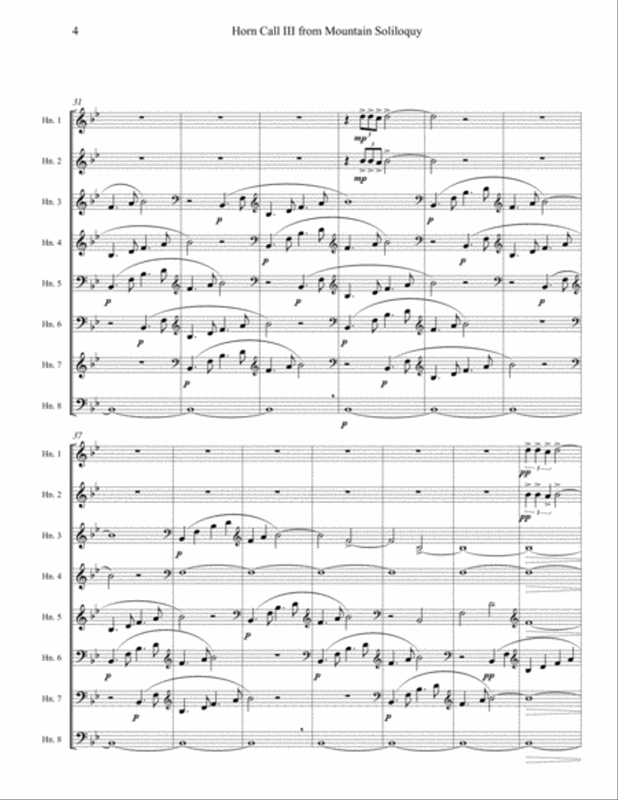Horn Call III from Mountain Soliloquy - Horn Octet Brass Ensemble scores gallery preview page 4