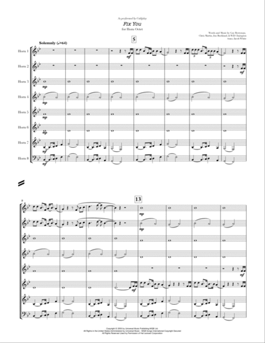 Fix You Horn scores gallery preview page 1