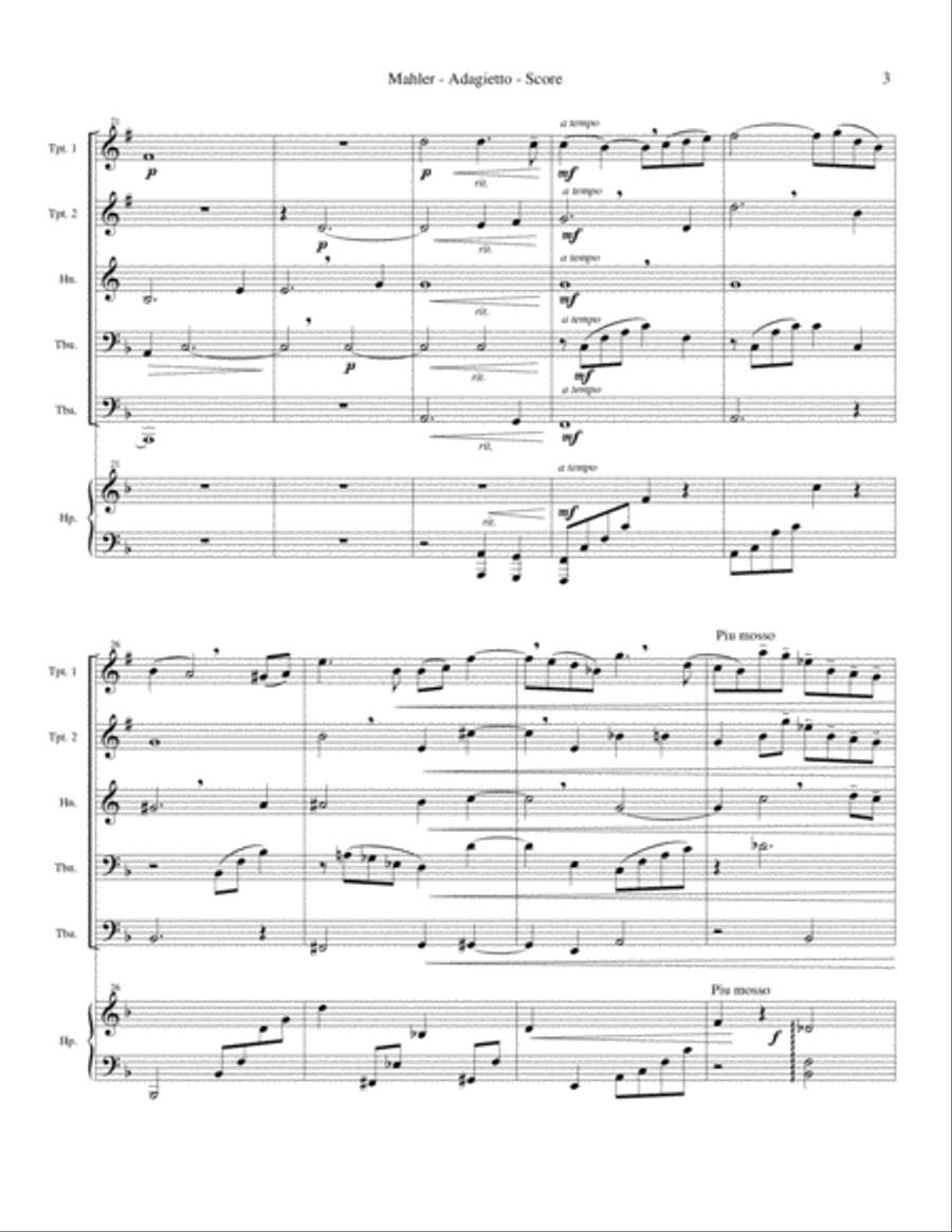 Adagietto, from Symphony No. 5 Brass Ensemble scores gallery preview page 5