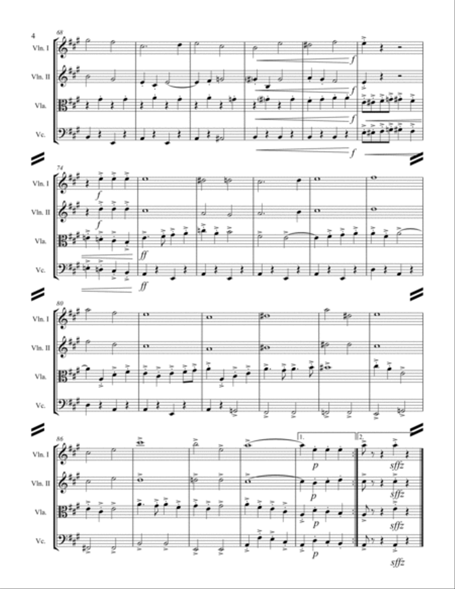 March - Joyce’s 71st N.Y. Regiment March (for String Quartet) String Quartet scores gallery preview page 5