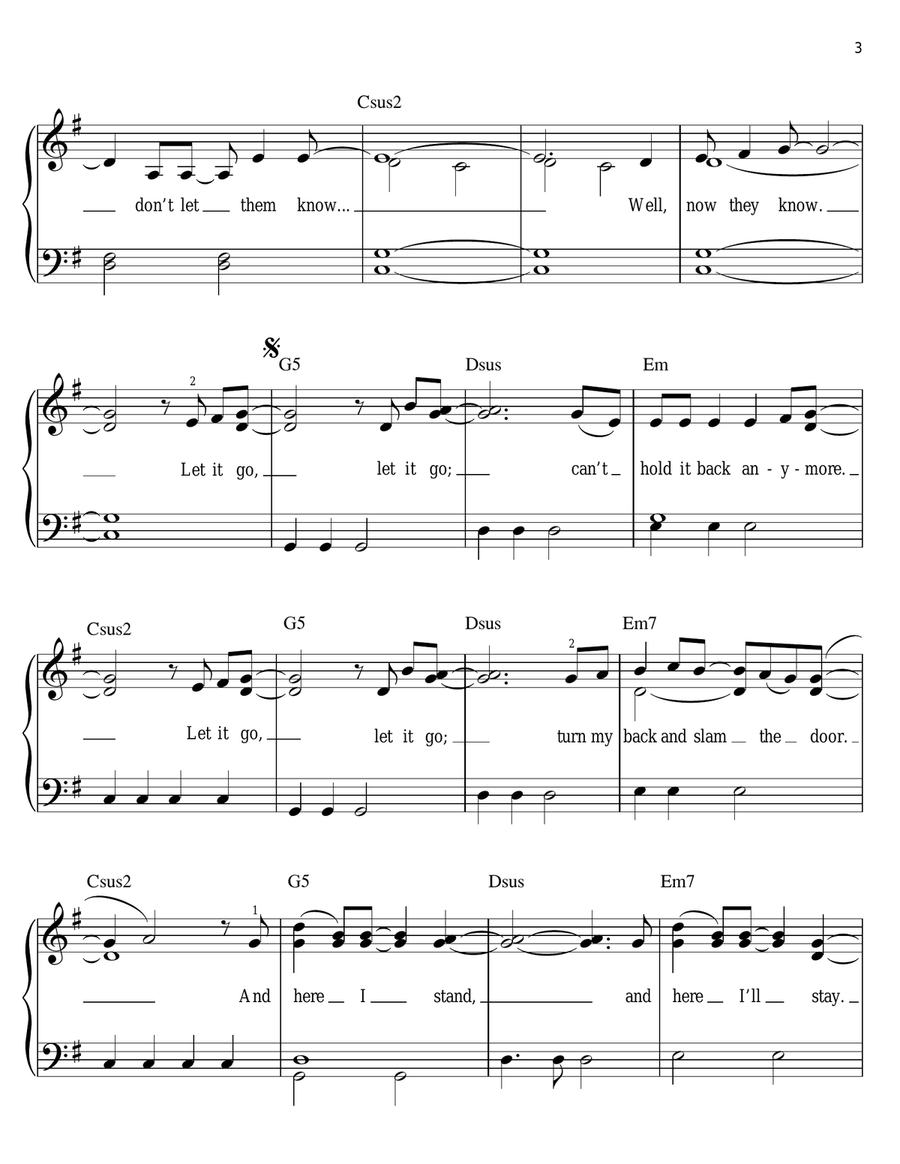 Let It Go (Demi Lovato version) Easy Piano scores gallery preview page 3