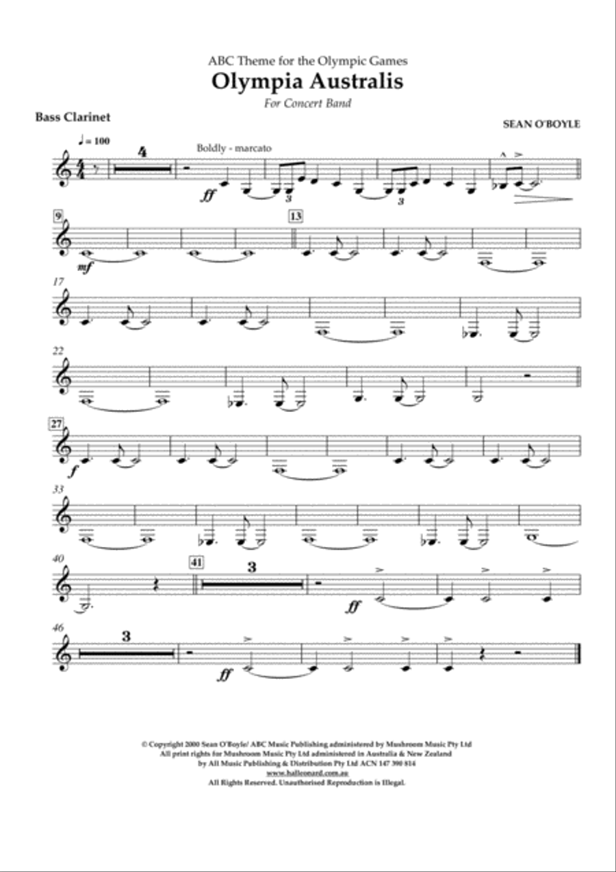 Olympia Australis (Concert Band) - Bass Clarinet Concert Band scores gallery preview page 1