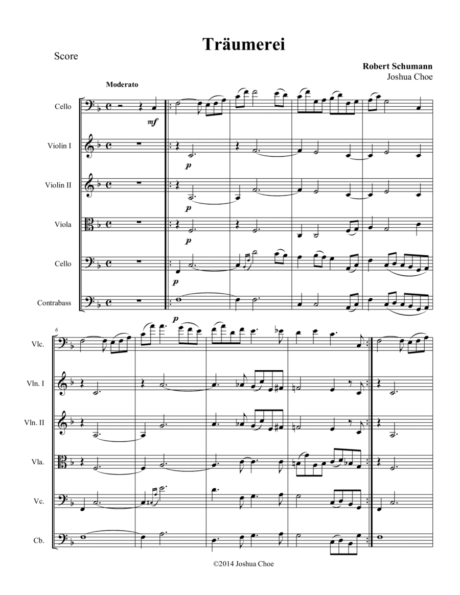 Kinderszenen: Träumerei Kinderszenen: Träumerei String Orchestra scores gallery preview page 1