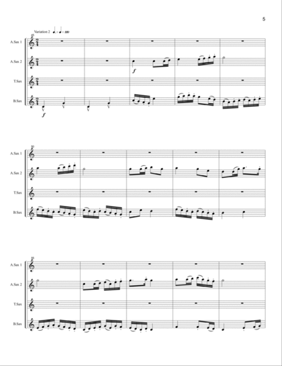 Variations on a Well-Known Hymn - Saxophone Quartet AATB Saxophone Quartet scores gallery preview page 5