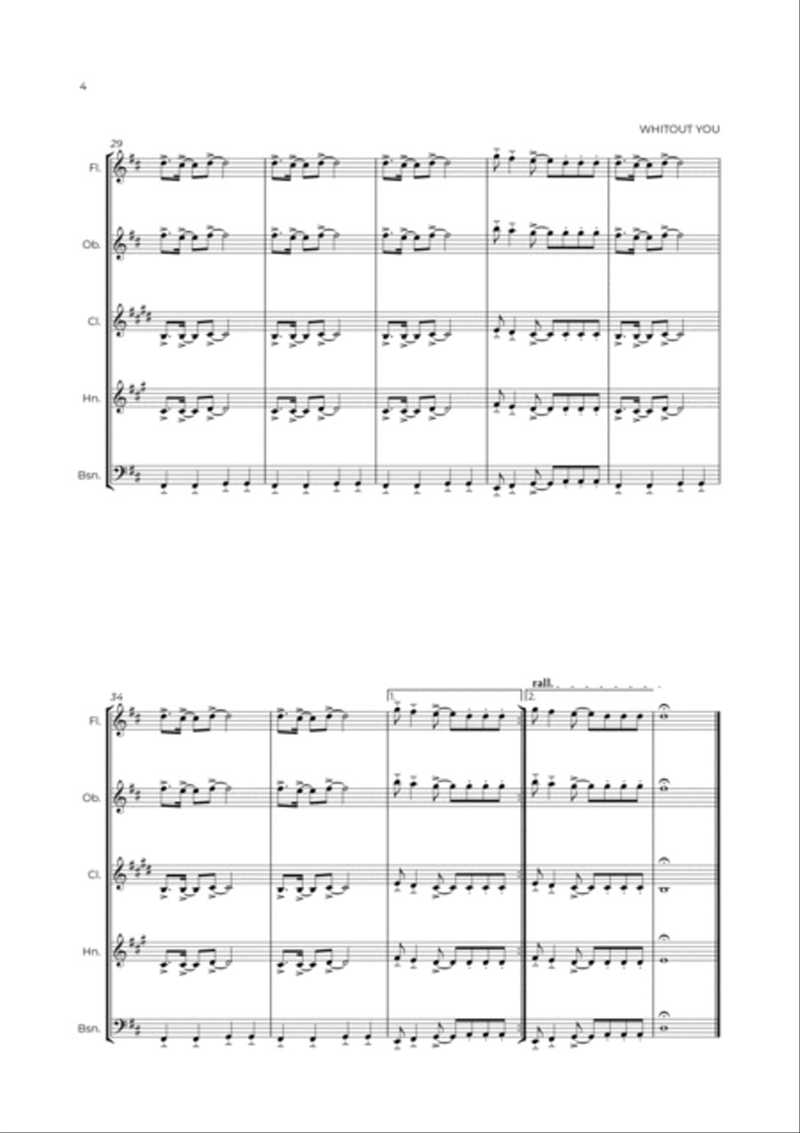 Without You Woodwind Quintet scores gallery preview page 4
