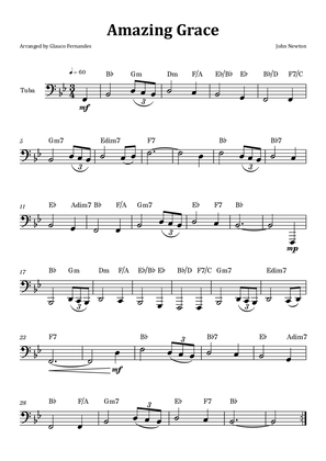 Book cover for Amazing Grace - Tuba Solo with Chord Notation