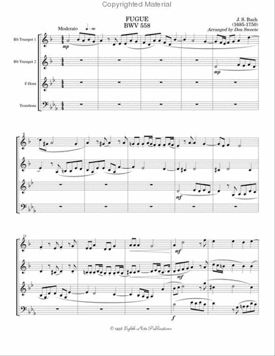 Fugue, BWV 558 Fugue, BWV 558 Brass Quartet scores gallery preview page 2