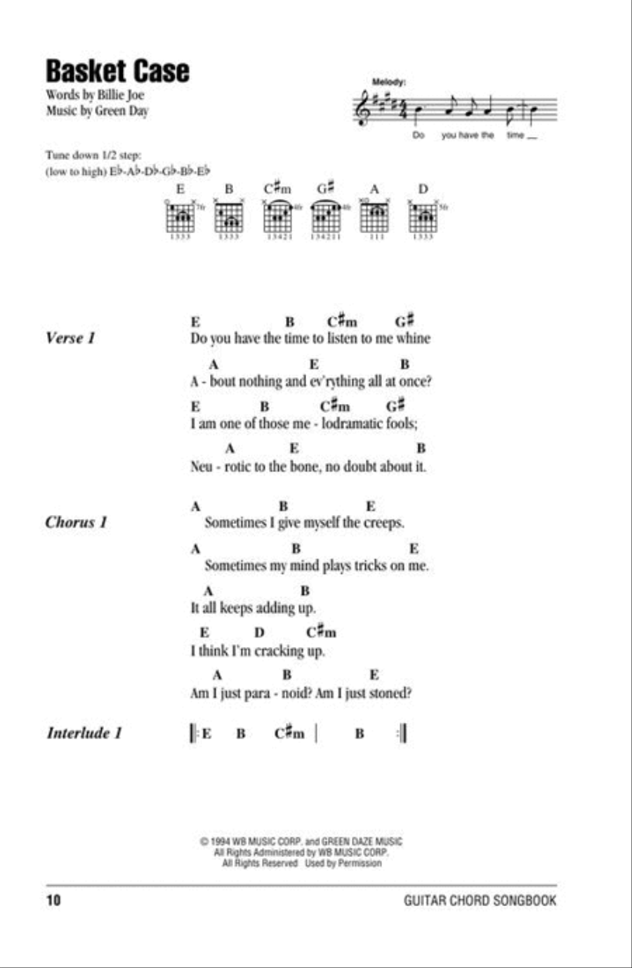 Green Day – Guitar Chord Songbook Electric Guitar scores gallery preview page 6