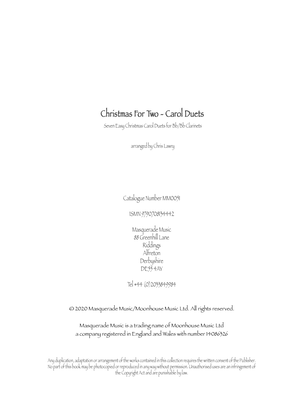 Book cover for Christmas For Two - Carol Duets. 7 Easy carols for two Bb clarinets