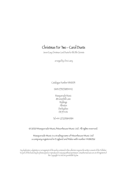 Christmas For Two - Carol Duets. 7 Easy carols for two Bb clarinets image number null