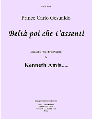 Beltà poi che t’assenti (for woodwind quintet)
