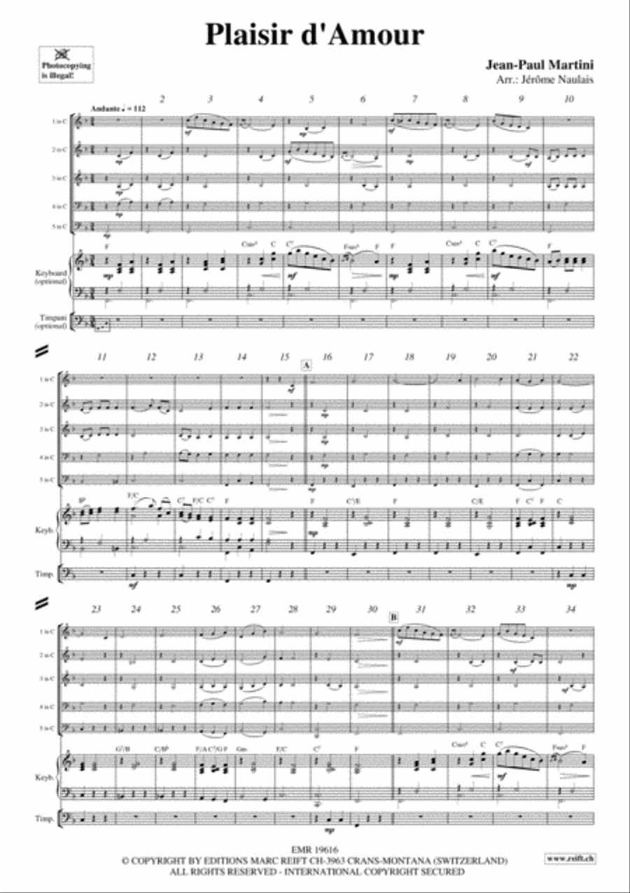 Plaisir d'Amour Brass Band scores gallery preview page 3