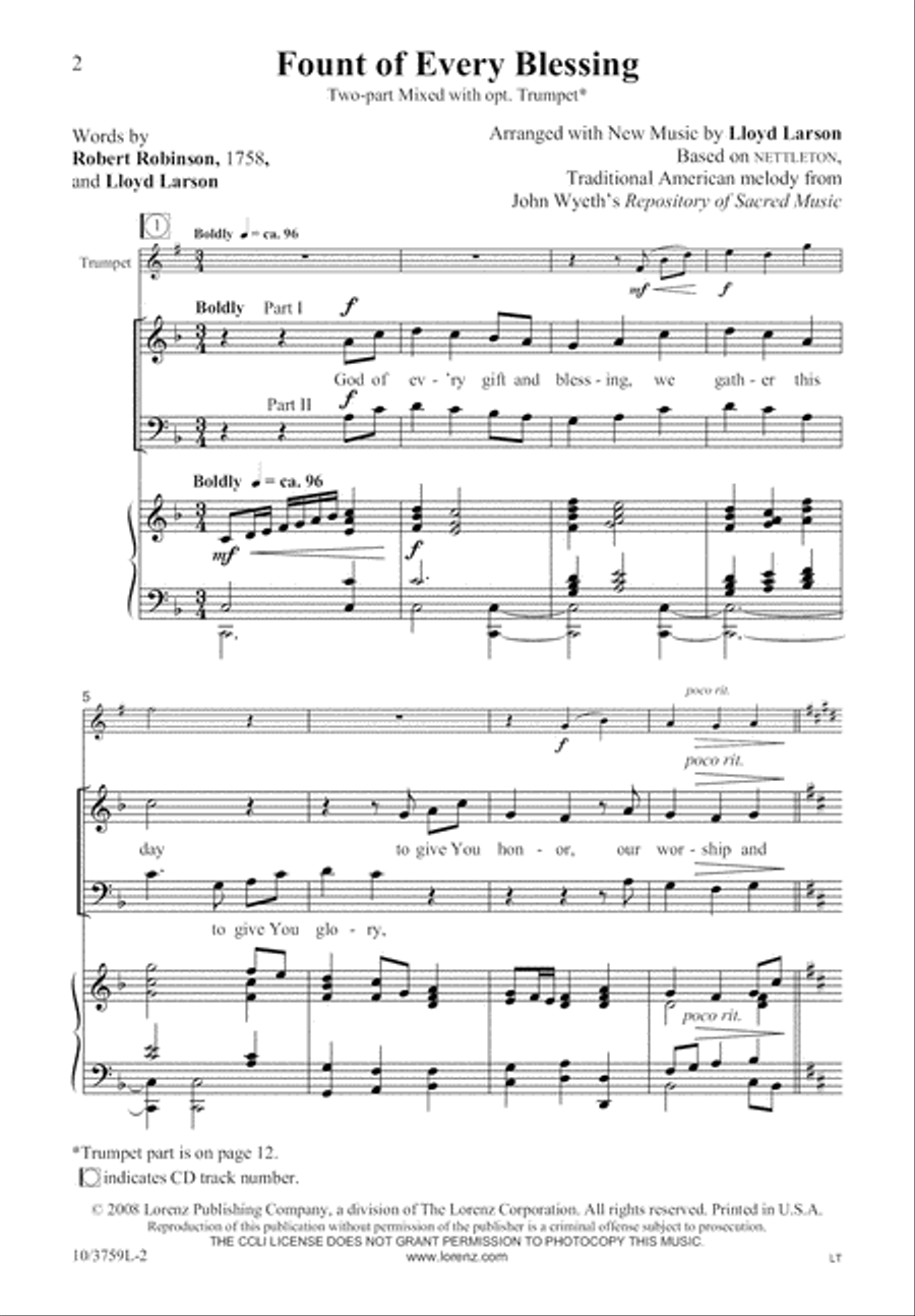 Fount of Every Blessing 2-Part scores gallery preview page 2