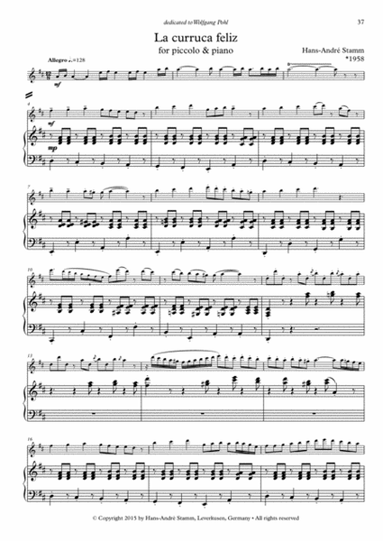 La Curruca Feliz (The Happy Warbler) for flute (piccolo) and piano