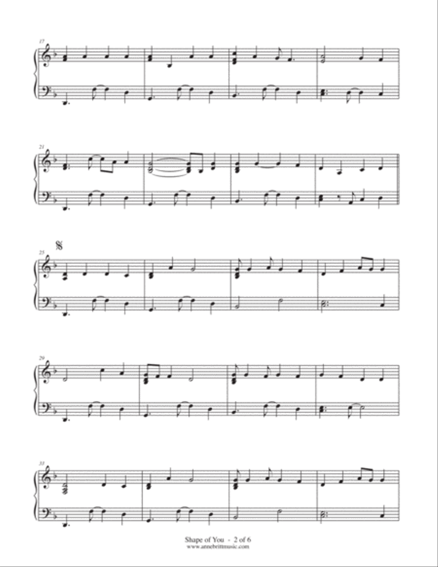 Shape Of You Piano Solo scores gallery preview page 2
