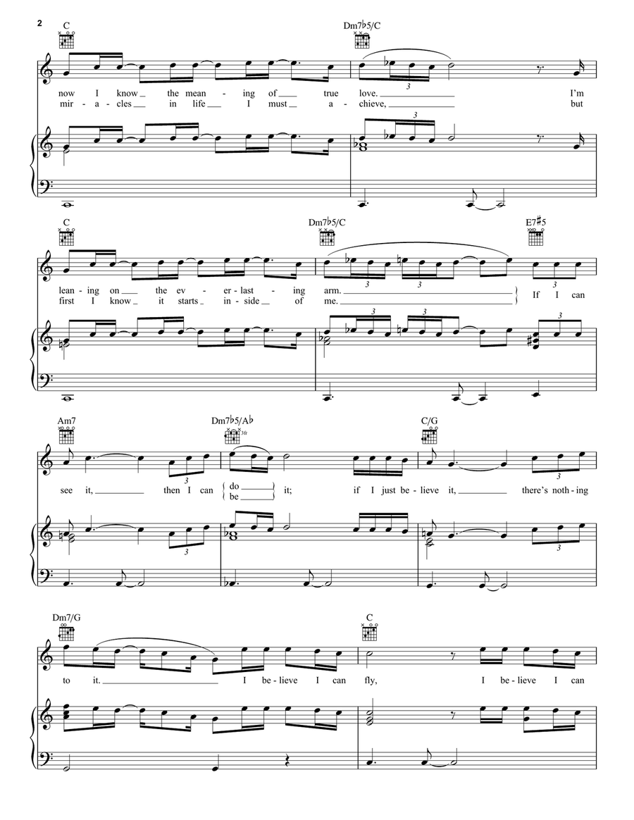 I Believe I Can Fly Piano, Vocal, Guitar scores gallery preview page 2