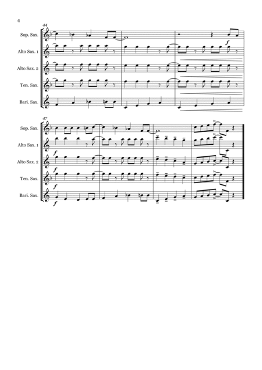 Rock Around The Clock Saxophone Quintet scores gallery preview page 4