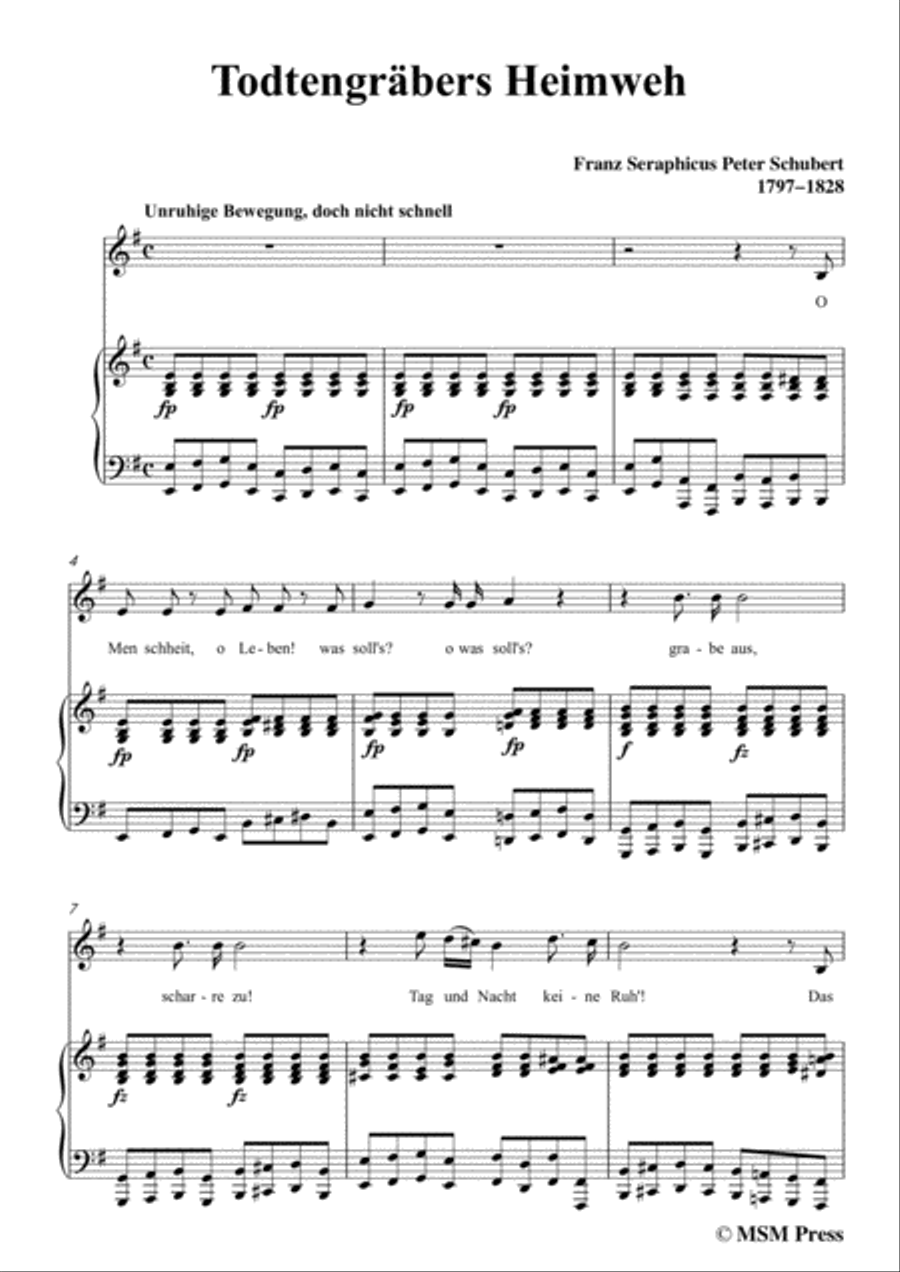 Schubert-Todtengräbers Heimweh,in e minor,for Voice&Piano Voice scores gallery preview page 3