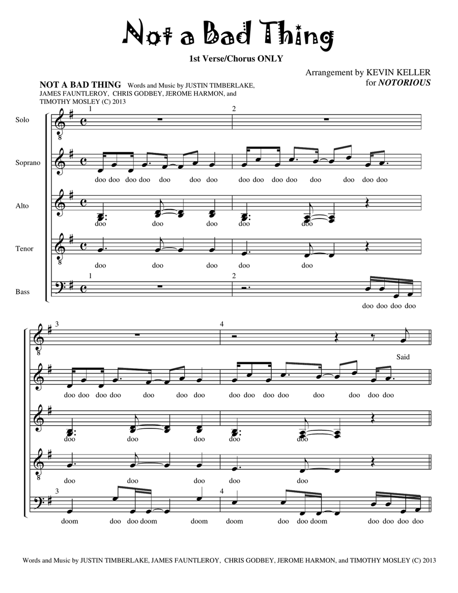 Not A Bad Thing Divisi scores gallery preview page 1