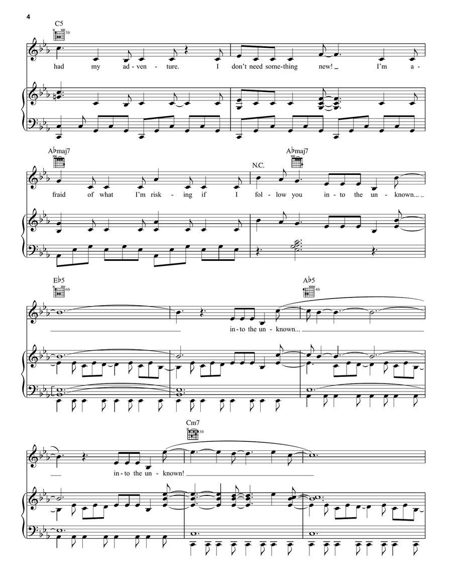 Into The Unknown (from Disney's Frozen 2) Piano, Vocal, Guitar scores gallery preview page 4
