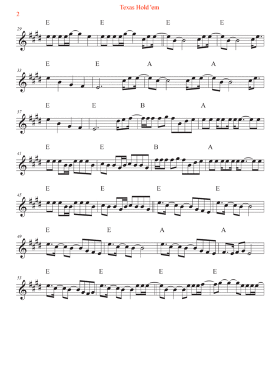 Texas Hold 'em Tenor Saxophone scores gallery preview page 2