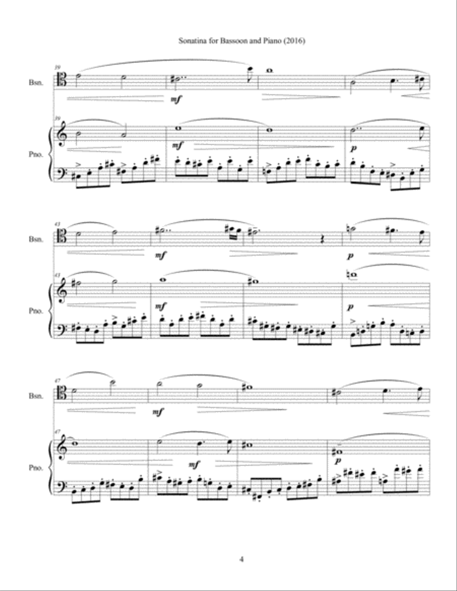 Sonata for Bassoon and Piano (2016) Bassoon Solo scores gallery preview page 5