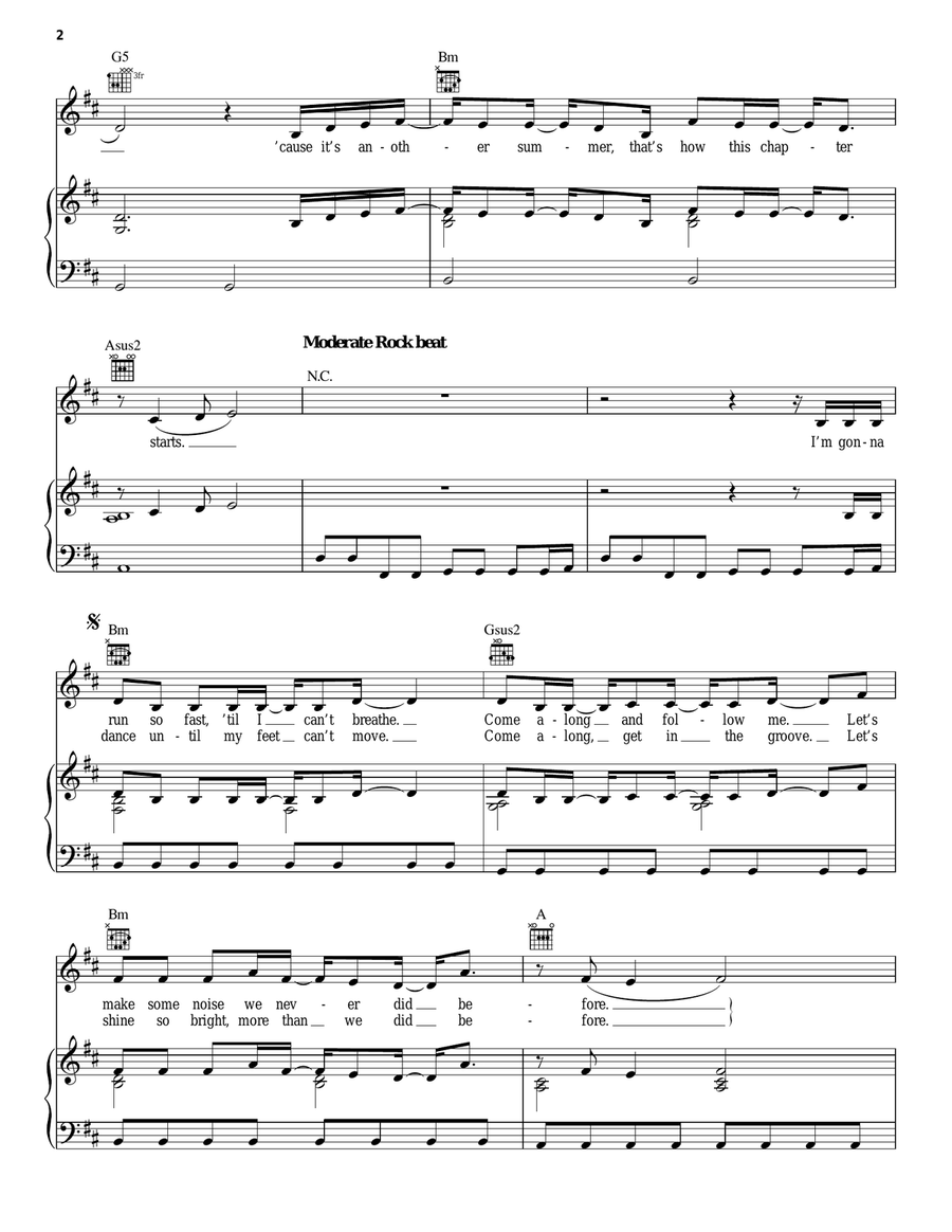 Brand New Day (from Camp Rock 2) Piano, Vocal, Guitar scores gallery preview page 2