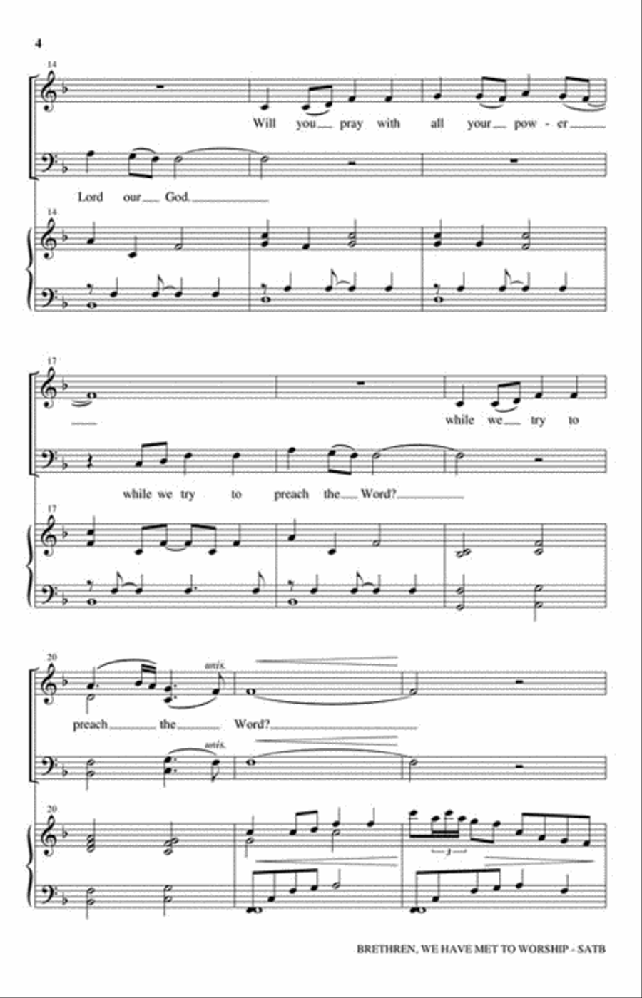 Brethren, We Have Met to Worship 4-Part scores gallery preview page 3