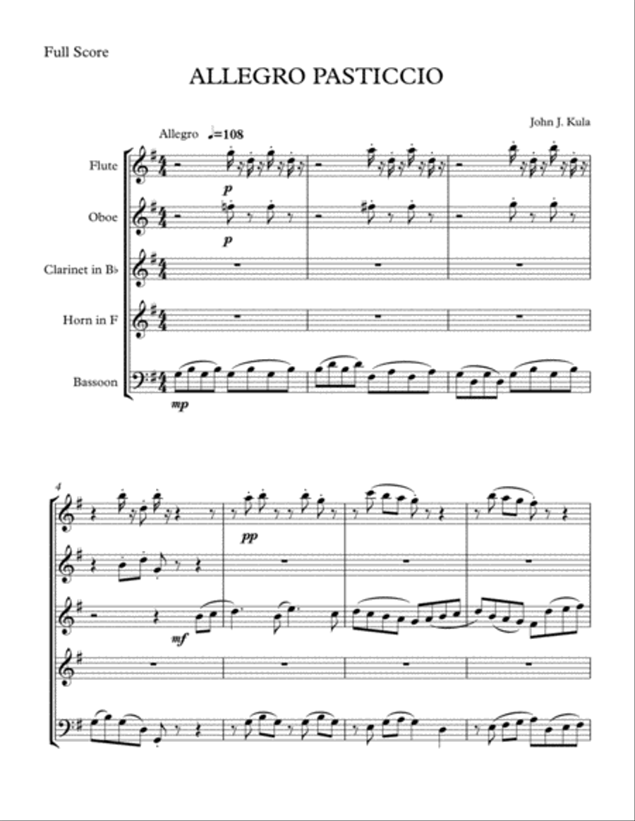 Allegro Pasticcio Woodwind Quintet scores gallery preview page 2