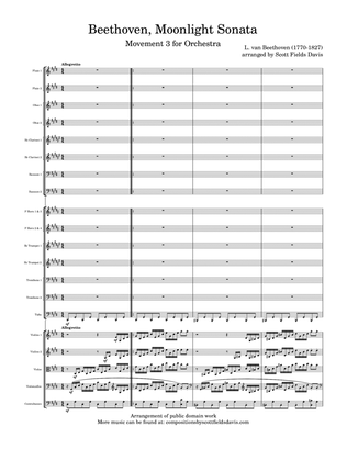 Beethoven, Moonlight Sonata, Movement 3 arranged for Full orchestra