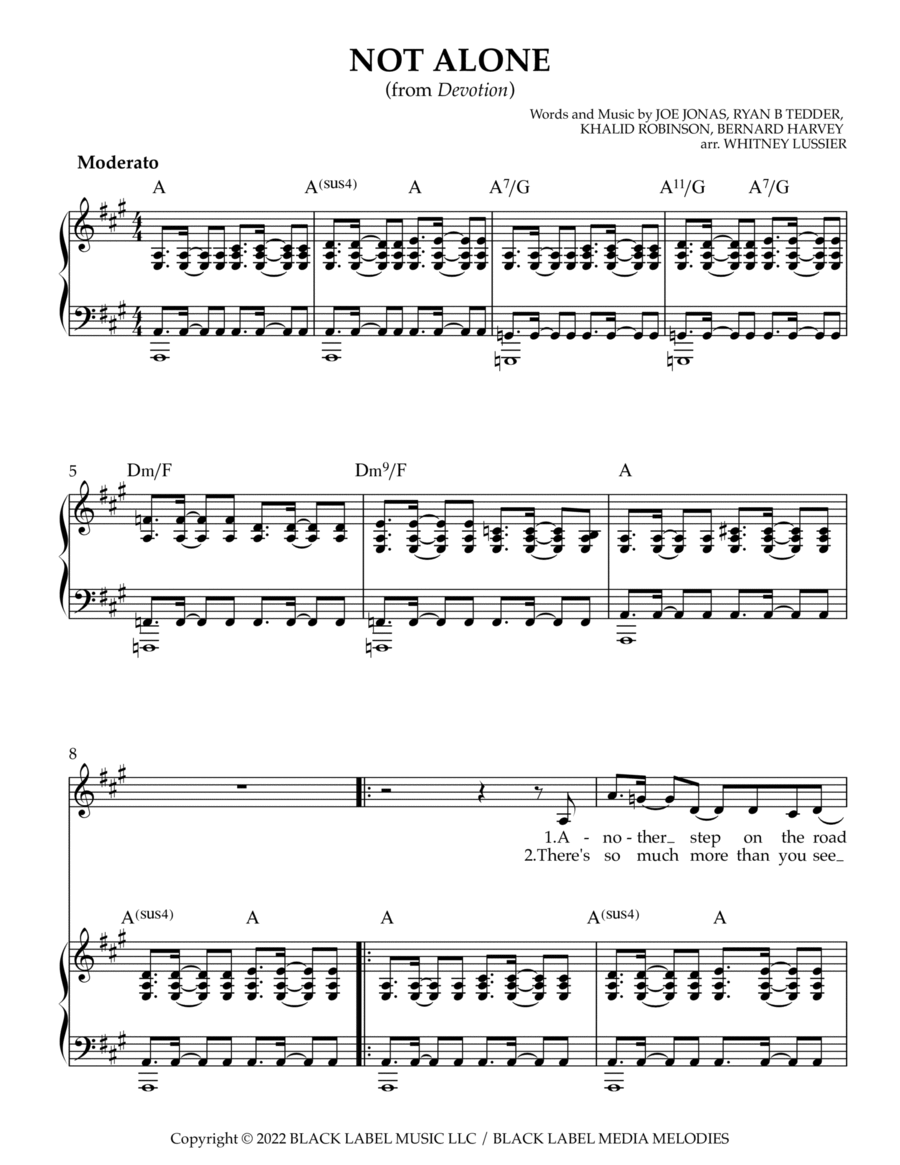 Not Alone Piano, Vocal, Guitar scores gallery preview page 1