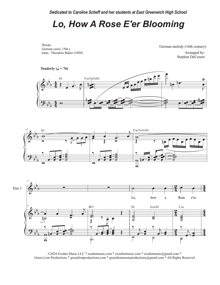 Book cover for Lo, How A Rose E'er Blooming (2-part choir)