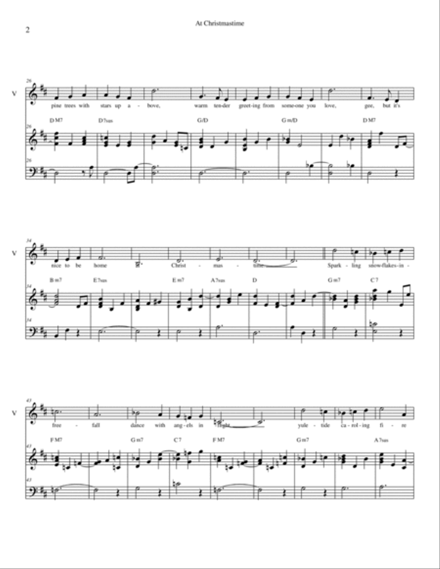 At Christmastime ~ piano/vocal/chords in D Piano, Vocal, Guitar scores gallery preview page 3