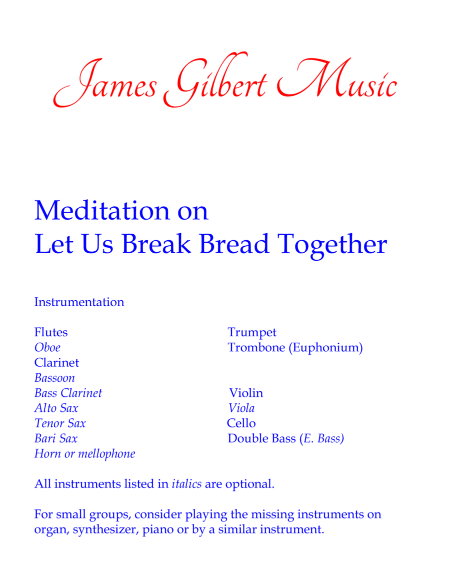 Meditation on Let Us Break Bread Together Full Orchestra scores gallery preview page 1