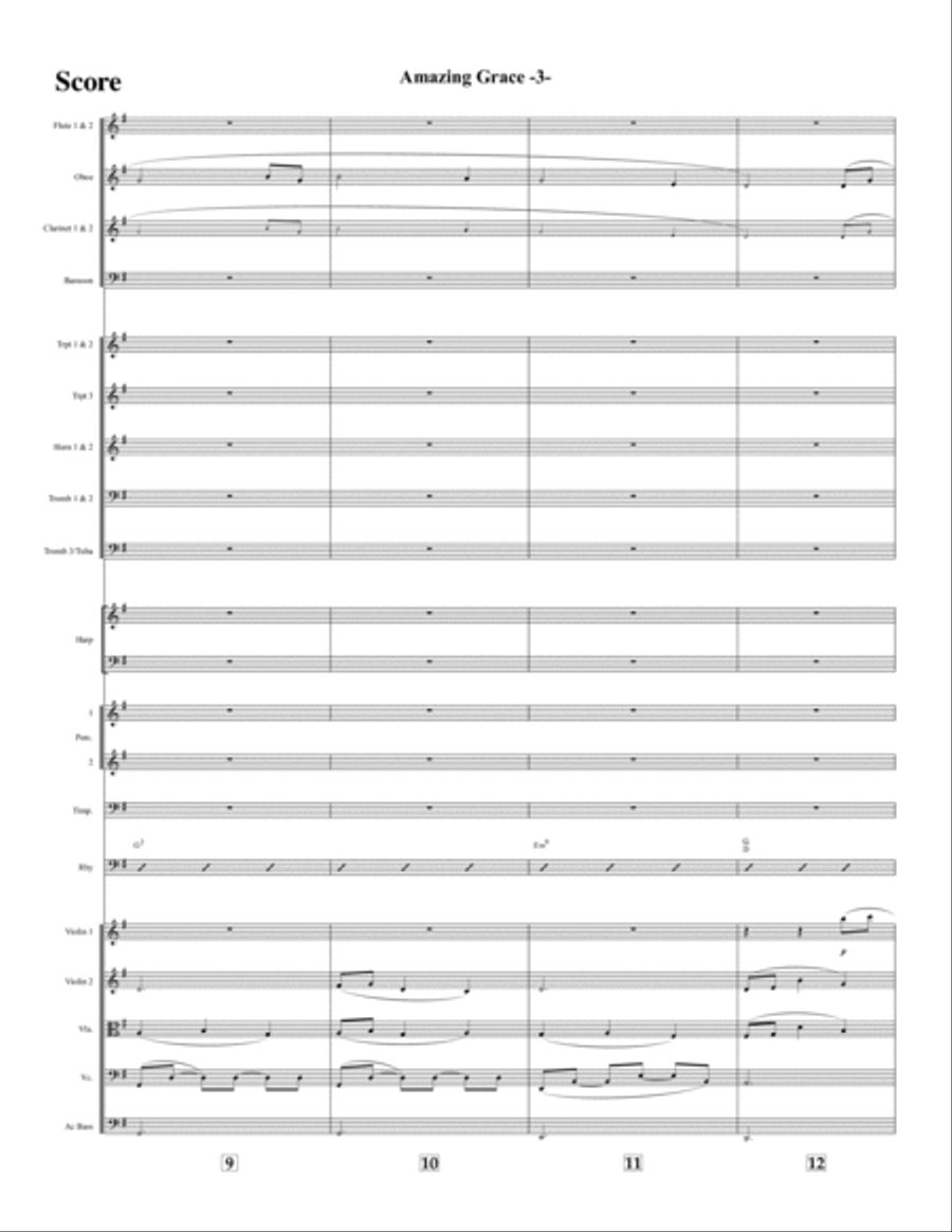 Amazing Grace - 8 Core Orchestra Full Orchestra scores gallery preview page 3