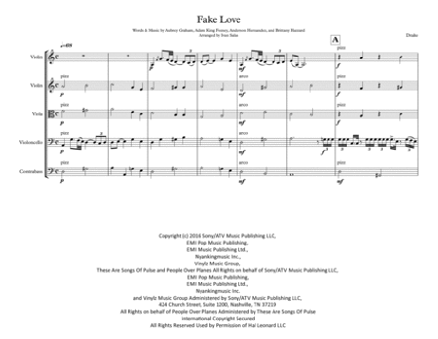 Fake Love String Quartet scores gallery preview page 1