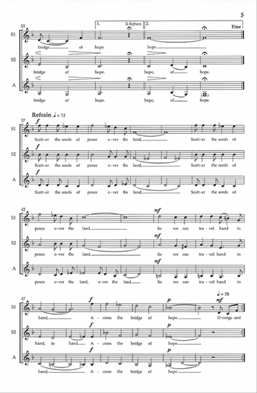 Across the Bridge of Hope - SSA SSA scores gallery preview page 4