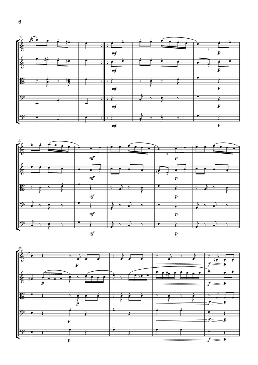 Rondo Alla Turca (Turkish March) | String Quintet sheet music String Orchestra scores gallery preview page 6