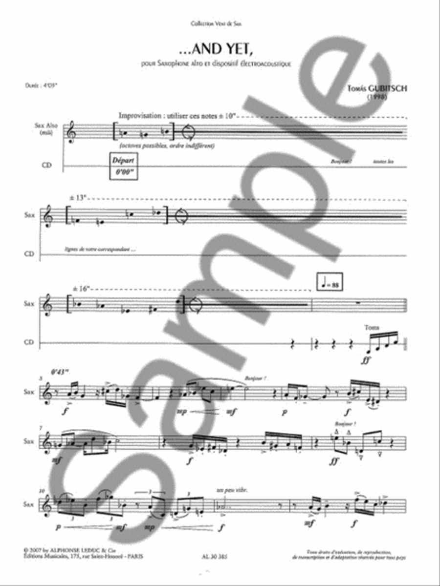 ...and Yet (book/cd Al30386) Saxophone Solo scores gallery preview page 2