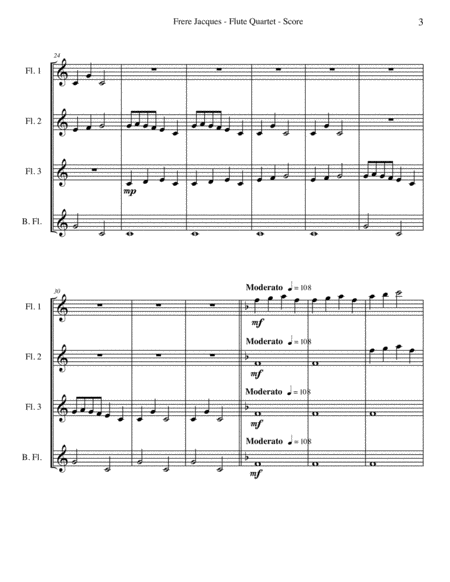 Frere Jacques for Flute Quartet image number null