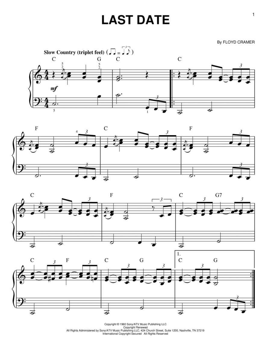 Last Date Easy Piano scores gallery preview page 1