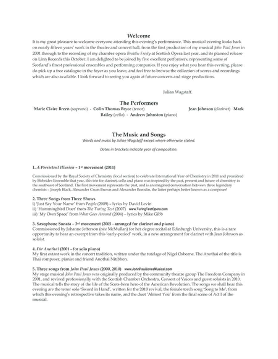 Song to Me - the music and songs of Julian Wagstaff (complete performing edition) Vocal Duet scores gallery preview page 4