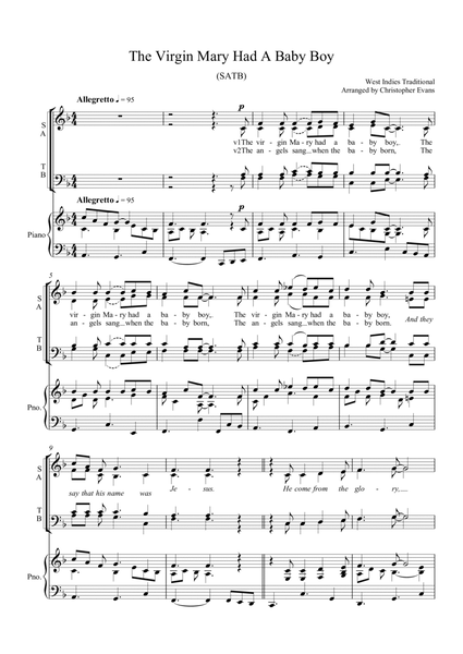The Virgin Mary Had a Baby Boy (SATB & Piano) image number null