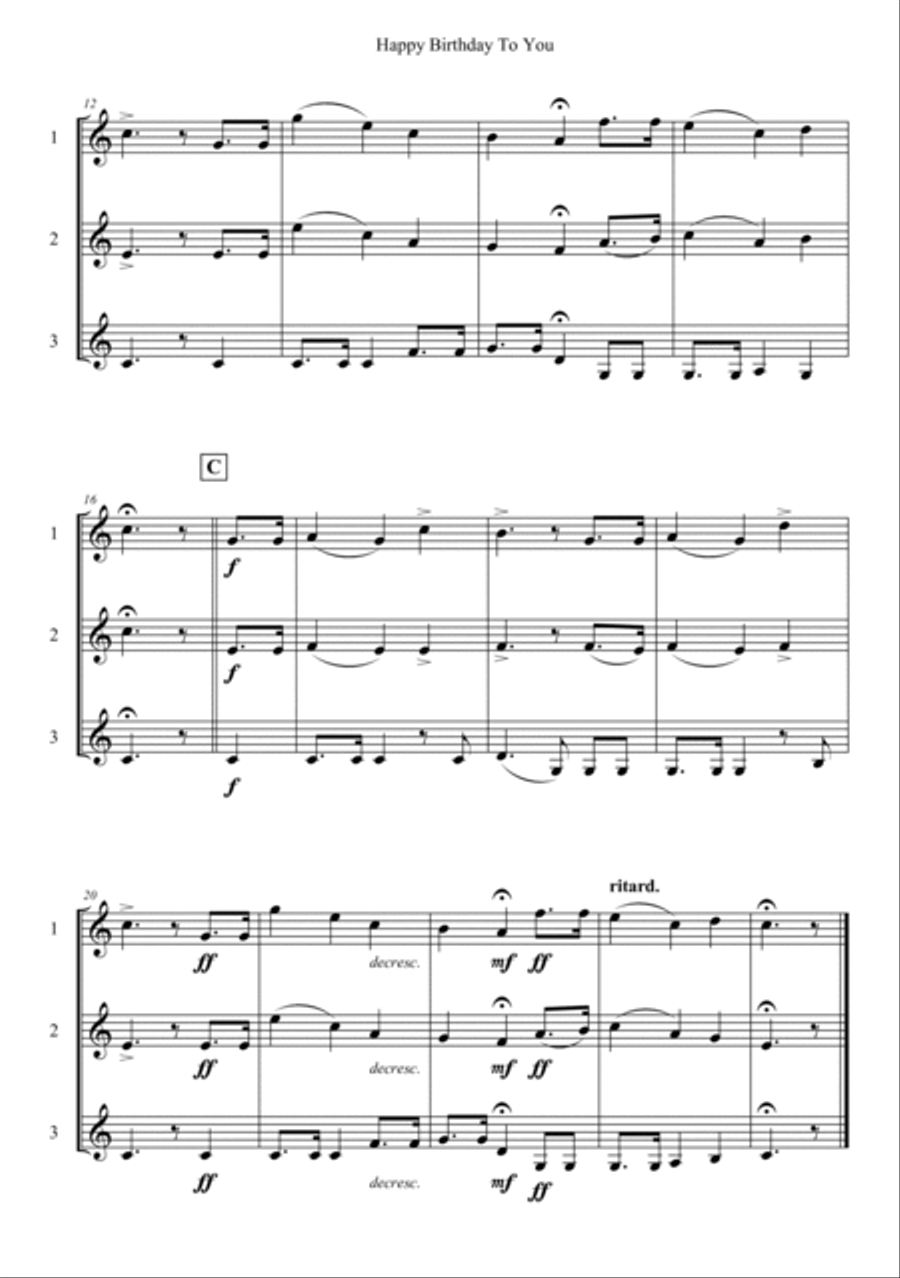 Happy Birthday To You Trumpet Solo scores gallery preview page 2