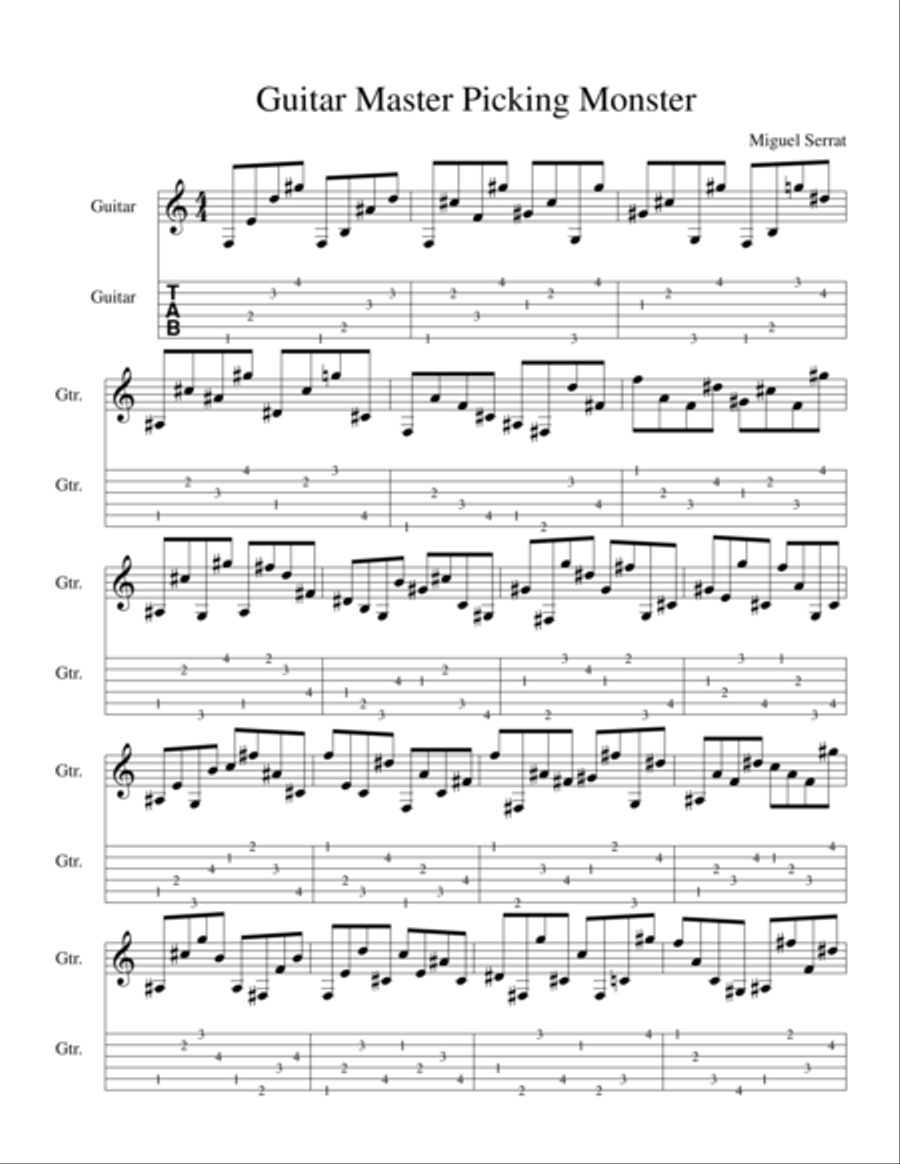 Guitar Picking Monster 3 (Etudes and Exercises 01) Classical Guitar scores gallery preview page 1
