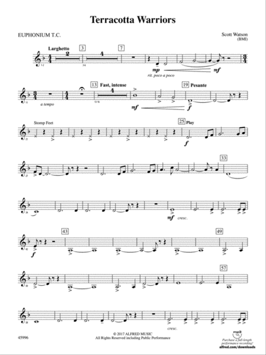 Terracotta Warriors: Baritone T.C. Concert Band scores gallery preview page 1