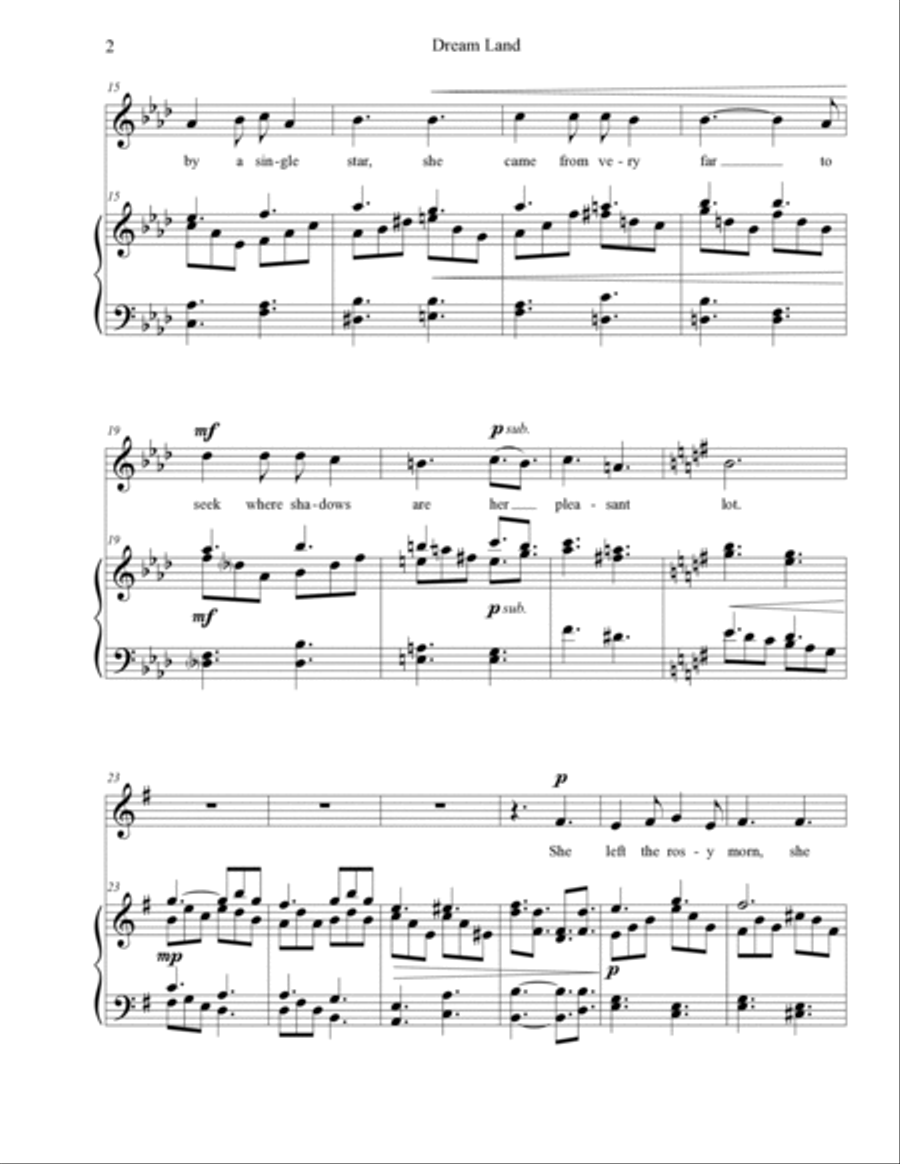 Dream Land (for voice and piano) Voice Solo scores gallery preview page 2