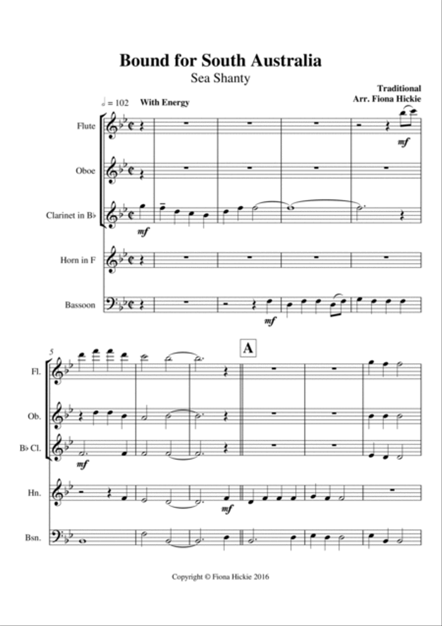 Bound for South Australia Woodwind Quintet scores gallery preview page 2