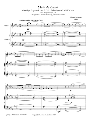 Debussy: Claire de Lune for Oboe & Piano